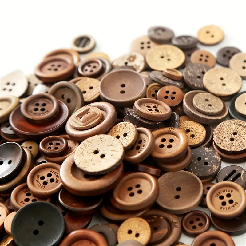 Wooden & Coconut Buttons (0.5" to 1") 200pc