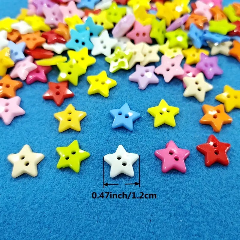 Mini Star Plastic Buttons 2 Hole (0.47") 100pc