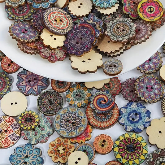 Wooden Boho Buttons (0.59")