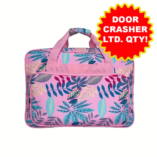 DOOR CRASHER! Sewing Machine Travel Bag - Pink Leaf Multi - Essential Notions