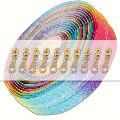 Zipper Set Nylon #5 - Rainbow (4.9 Yards & BONUS 10 Pulls) - Essential Notions