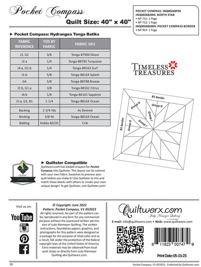 Pocket Compass Pattern (FPP) - Quiltworx (Pre-order: Mar 2025)