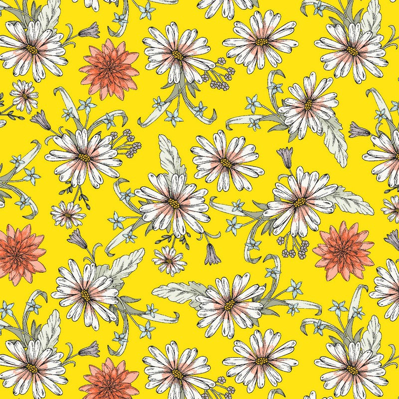 Dear Dahlia - Darling Daisy in Canary - Cotton + Steel