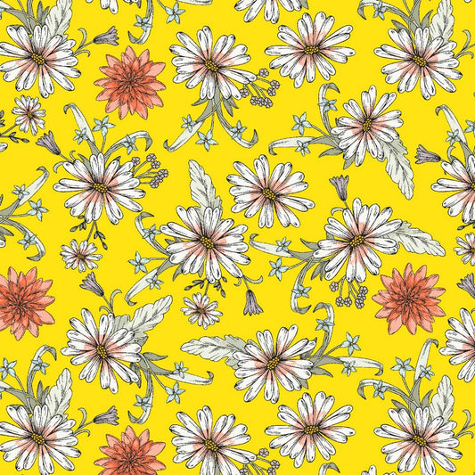 Dear Dahlia - Darling Daisy in Canary - Cotton + Steel