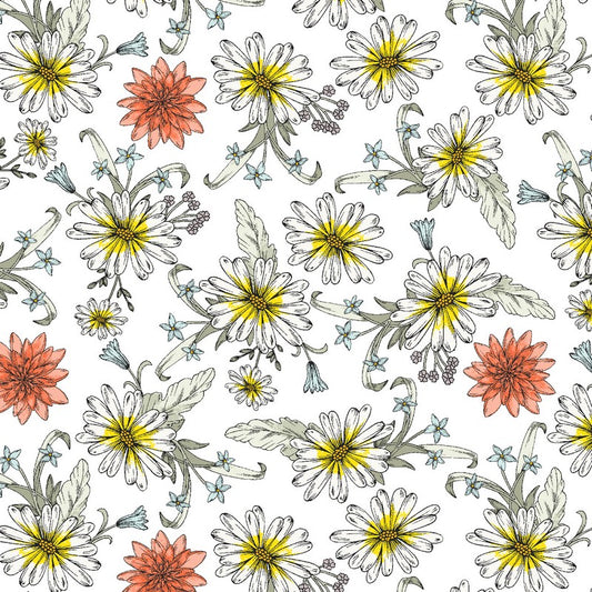 Dear Dahlia - Darling Daisy in White - Cotton + Steel