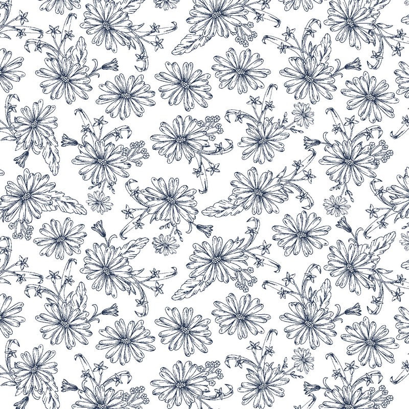 Dear Dahlia - Doodle Daisy in Royal - Cotton + Steel