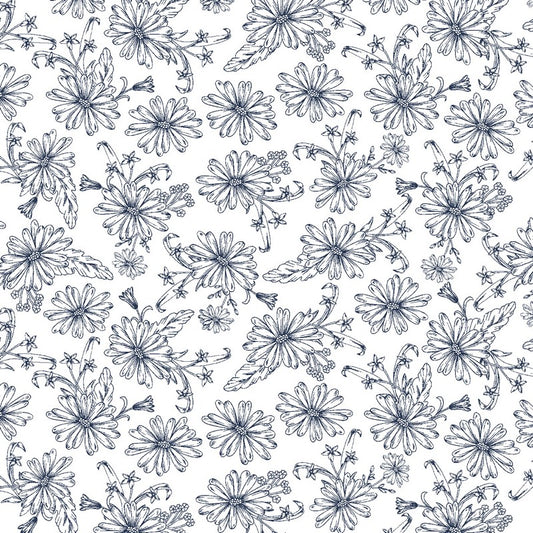 Dear Dahlia - Doodle Daisy in Royal - Cotton + Steel