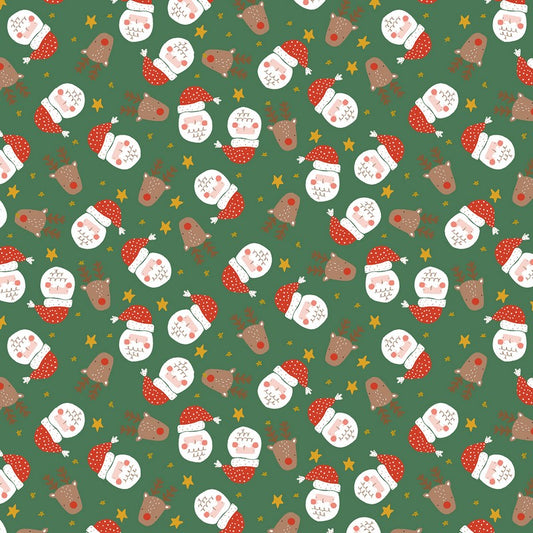 Christmas Lane - Nick and Rudy in Hunter Green - RJR Fabrics