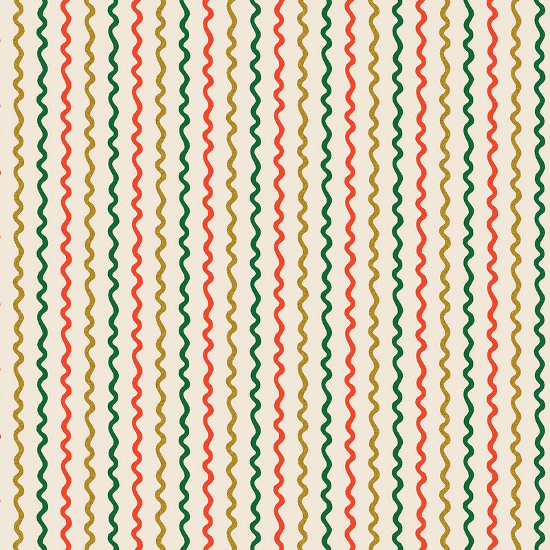 Holiday Classics III - Ribbon Stripe in Cream Metallic - Rifle Paper Co - Cotton + Steel