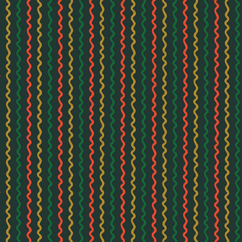 Holiday Classics III - Ribbon Stripe in Evergreen Metallic - Rifle Paper Co - Cotton + Steel