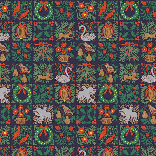 Holiday Classics III - Holiday Tapestry in Navy - Rifle Paper Co - Cotton + Steel