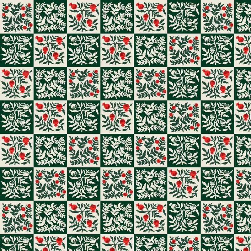 Holiday Classics III - Yuletide Floral in Evergreen - Rifle Paper Co - Cotton + Steel