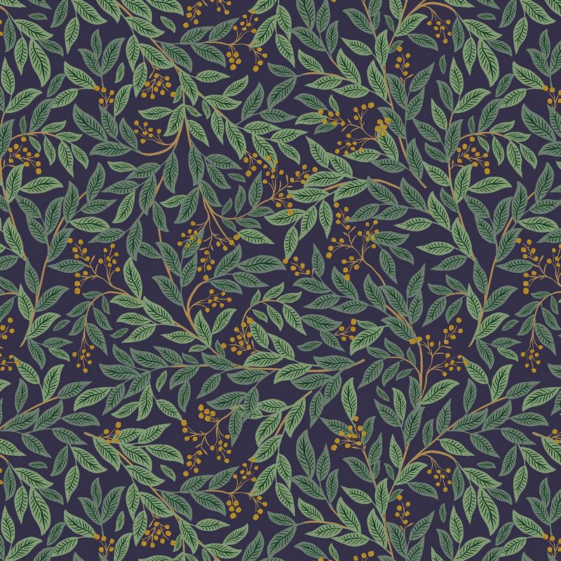 Holiday Classics III - Willowberry in Navy Metallic - Rifle Paper Co - Cotton + Steel