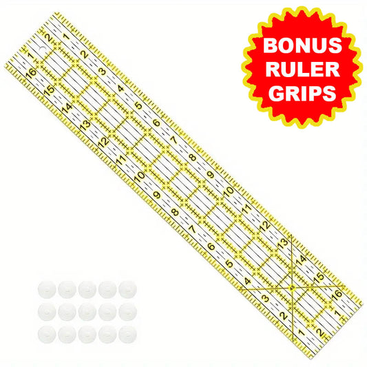 Basic Quilt Ruler 3" x 17" with BONUS Ruler Grips!