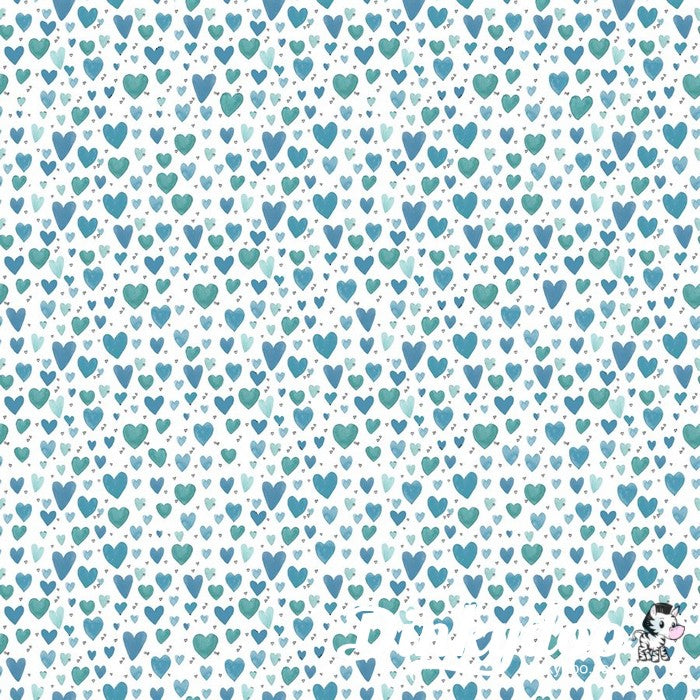 It's Raining Cats and Dogs - Playful Hearts in Teal - Benartex ...