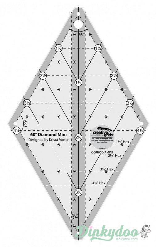 Creative Grids - 60 Degree Mini Diamond Quilt Ruler (Pre-order: Mar 2025)