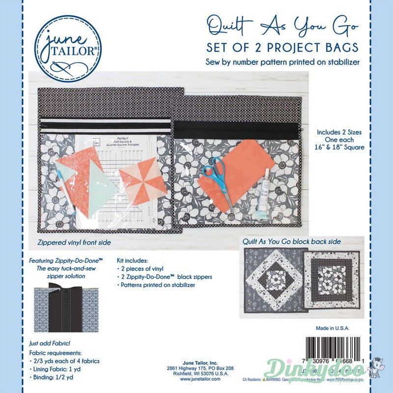 Quilt as you Go - Set of 2 Project Bags - Black - June Tailor (DISCONTINUED)