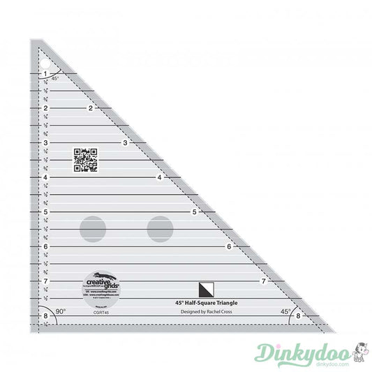 Creative Grids - 45 Degree Half Square Triangle 8.5" Quilt Ruler (Pre-order: Oct 2024)