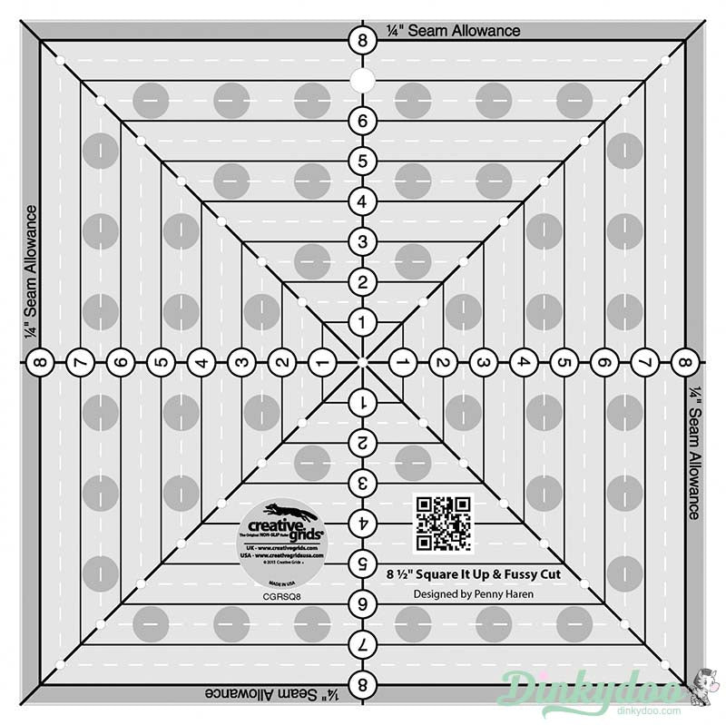 Creative Grids - 8.5" Square it Up or Fussy Cut Quilt Ruler (Pre-order: May 2025)