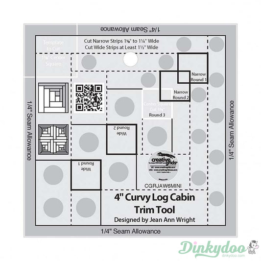 Creative Grids - Curvy Log Cabin Trim Tool 4" Blocks Quilt Ruler (Pre-order: Oct 2024)