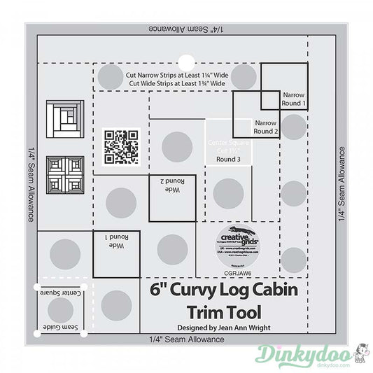 Creative Grids - Curvy Log Cabin Trim Tool 6" Finished Blocks Quilt Ruler (Pre-order: Oct 2024)