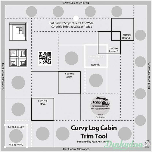 Creative Grids - Curvy Log Cabin Trim Tool 8" Blocks Quilt Ruler (Pre-order: Oct 2024)